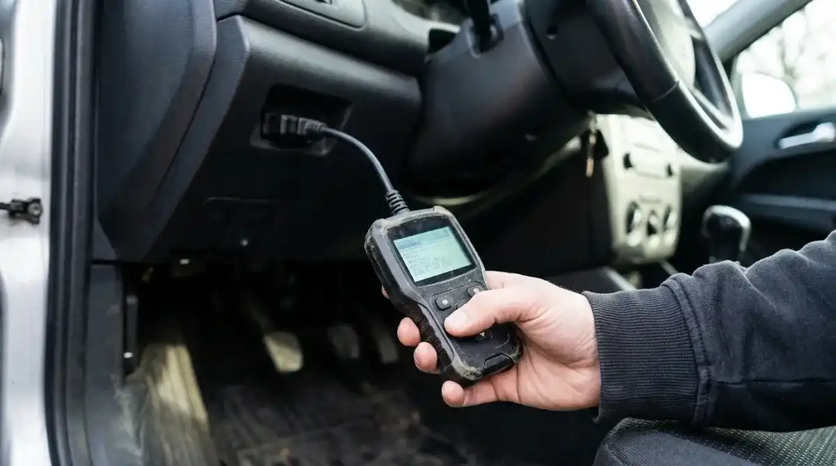 Mechanic scanning a check engine light code in Columbia SC