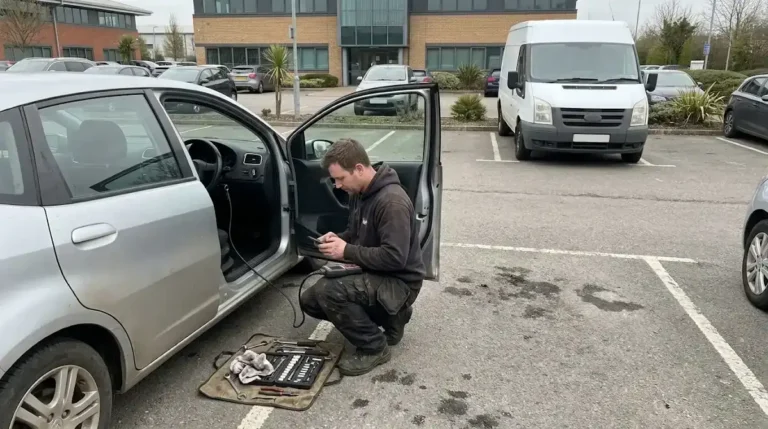 Come-to-you mobile mechanic working in a Columbia SC parking lot