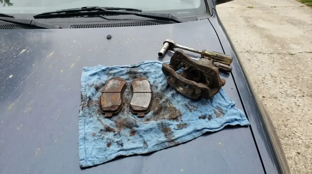 Old parts shown to the customer after a repair