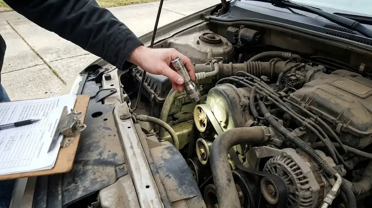 Mobile mechanic doing a pre-purchase used car inspection in Columbia SC