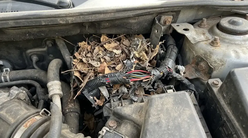 Car wiring chewed by rodents