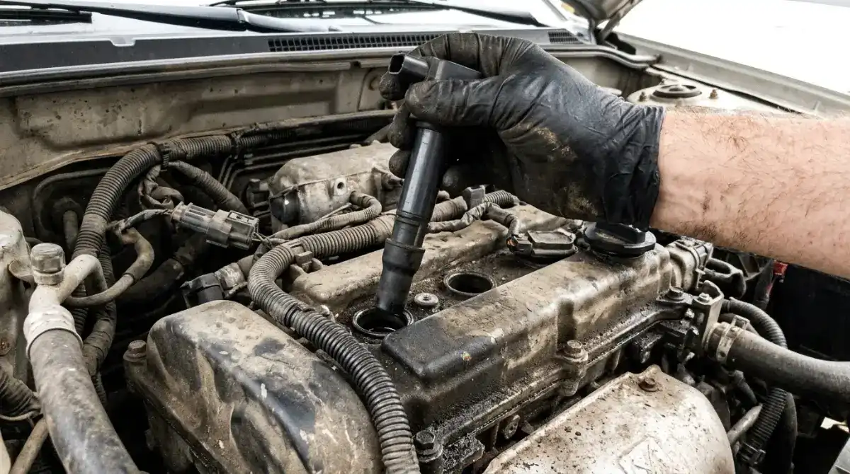 Mobile mechanic recharging a car's A/C system in Columbia SC