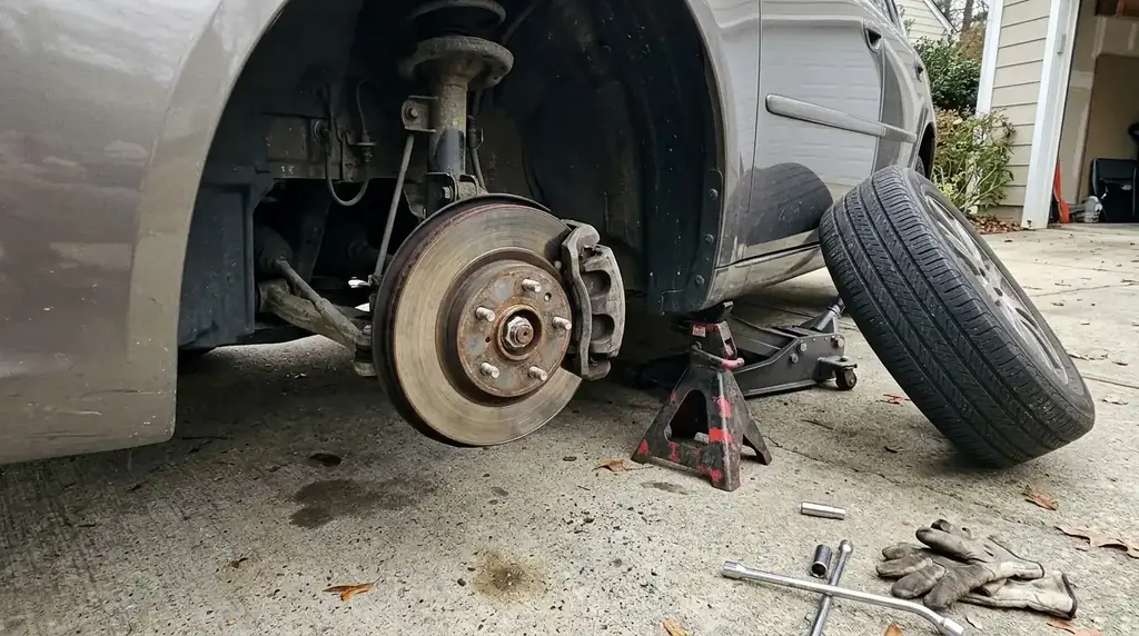 Wheel hub exposed for a bearing check